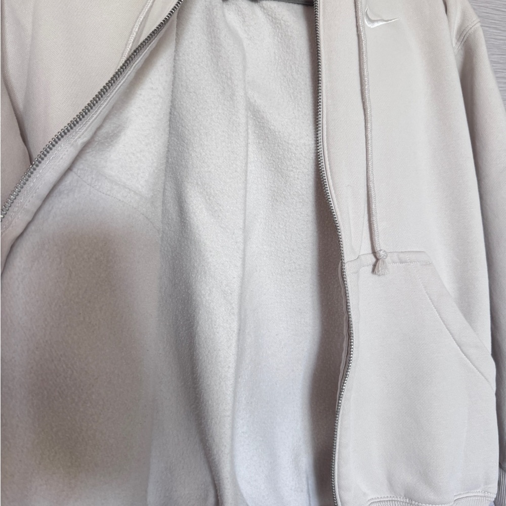 Nike Womens Phoenix Fleece Full Zip Hoodie Size XS Oversized Cream Jacket - Picture 3 of 9